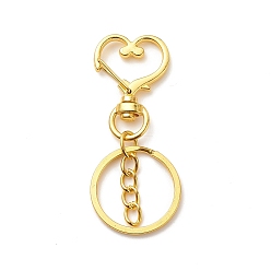 Doré  Fermoirs porte-clés pivotants en alliage, avec porte-clés fendus, fleur & chat & coeur & lune & étoile, forme mixte, or, 61~69mm
