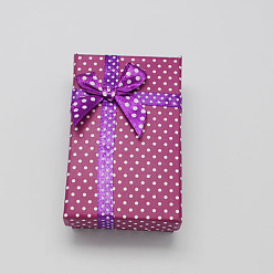 Purple Cardboard Necklace Boxes with Bowknot and Sponge Inside, for Necklaces and Pendants, Rectangle, Purple, 80x50x25mm