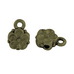 Bronze Antique Bails de tube de fleur de style tibétain, cautions en boucle, perles en alliage de bélière, sans cadmium et sans nickel et sans plomb, bronze antique, 8x6x4mm, Trou: 1mm