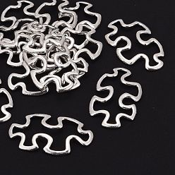 Antique Silver Tibetan Style Alloy Linking Rings, Cadmium Free & Nickel Free & Lead Free, Autism Puzzle Jigsaw, Antique Silver, 30x18x3mm