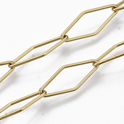 Golden 201 Stainless Steel Rhombus Link Chains, Soldered, Golden, 20x8x1mm, about 39.37 inch(1m)/strand