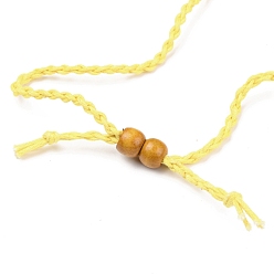 Jaune Champagne Fabrication de collier de pochette en macramé de cordon ciré tressé réglable, pierre interchangeable, avec des perles en bois  , jaune champagne, 30.31~36.22 pouces (770~920 mm)