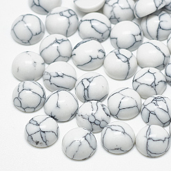White Synthetic Turquoise Cabochons, Half Round/Dome, White, 8x3.5mm