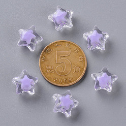 Lilac Transparent Acrylic Beads, Bead in Bead, Faceted, Star, Lilac, 10.5x11x7mm, Hole: 2mm, about 1280pcs/500g