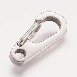 Stainless Steel Color 304 Stainless Steel Push Gate Snap Keychain Clasp Findings, Polishing, Stainless Steel Color, 26x11x7.5mm, Hole: 3.5mm