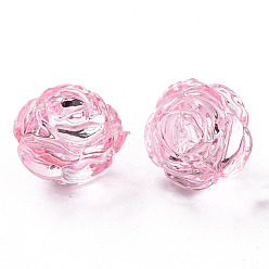 Pink Perles acryliques transparentes, pour les bijoux de la fête des mères faisant, rose, rose, 25x22.5mm, Trou: 2.5mm, environ79 pcs / 500 g