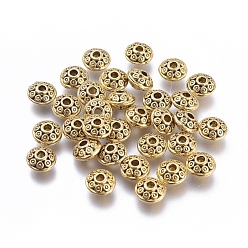 Antique Golden Tibetan Style Alloy Spacer Beads, Bicone, Antique Golden, Lead Free & Cadmium Free, 6.5x3.5mm, Hole: 2mm