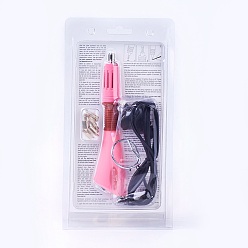 Hot Pink Hotfix Rhinestone Applicator Tool, Type I Plug(Australia Plug), with Random Color SS16 Rhinestone, Hot Pink, 18.5x4x2.3cm