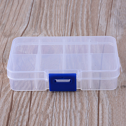 Clear 8 Compartments Polypropylene(PP) Bead Storage Containers, Rectangle, Clear, 10.8x7x2.3cm, Hole: 6mm