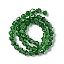 Lime Vert Imitation cristal autrichien 5301 perles bicône, Perles en verre à facettes, lime green, 6x6mm, Trou: 1.2mm, Environ 47~48 pcs/chapelet, 10.24 pouces ~ 10.43 pouces (26~26.5 cm)