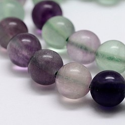 Fluorite Natural Rainbow Fluorite Bead Strands, Round, 8mm, Hole: 1mm, about 48pcs/strand, 15 inch