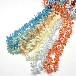 Mixed Color Electroplate Glass Beads Strands, Top Drilled Beads, Full Plated, Faceted, Teardrop, Mixed Color, 12x6mm, Hole: 1mm