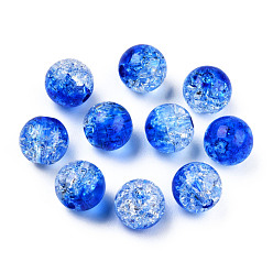 Синий Прозрачных бусин акриловые треск, круглые, синие, 8x7.5 мм, отверстие : 1.8 мм, о 1700шт / 500G