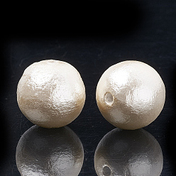Floral White Compressed Cotton Pearl Beads, Eco-Friendly, Dyed, Round, Floral White, 6mm, Hole: 1.2mm