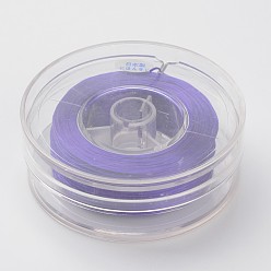 Purple Japanese Eco-Friendly Dyed Flat Elastic Crystal String, Elastic Beading Thread, for Stretch Bracelet Making, Flat, Purple, 0.6mm, about 60m/roll(65.62yards/roll)