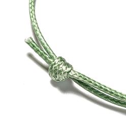 Vert Clair Bracelet en fils de polyester ciré coréen faire, vert clair, diamètre réglable: 40~70 mm