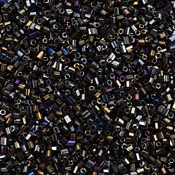 Серый Стеклярус, металлических цветов, серые, 2.5~3x2 мм, отверстие : 0.9 мм, Около 15000 шт / фунт