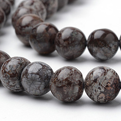 Snowflake Obsidian Natural Brown Snowflake Obsidian Beads Strands, Round, 10mm, Hole: 1mm, about 37~40pcs/strand, 14.9~15.1 inch(38~38.5cm)