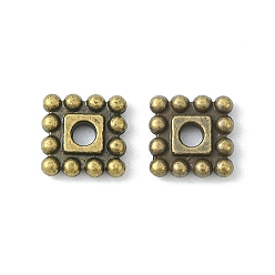 Bronze Antique  Perles de séparateur de style tibétain , sans cadmium et sans nickel et sans plomb, carrée, bronze antique, 7x7x2mm, Trou: 2mm