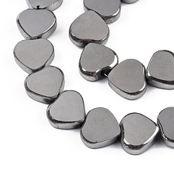Silver Electroplate Glass Beads Strands, Heart, Silver, 9.5x10.5x3mm, Hole: 0.8mm, about 60pcs/strand, 21.65 inch(55cm)