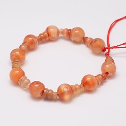 Carnelian Natural Carnelian 3-Hole Guru Bead Strands, for Buddhist Jewelry Making, T-Drilled Beads, 16.5~18mm, Hole: 2~3mm, 2pcs/set, 10sets/strand, 6.5 inch