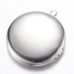Платина Подвески латуни медальон, плоские круглые с цветком, платина, 32.5x6 мм, отверстие : 2 мм