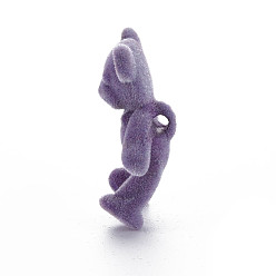 Medium Purple Flocky Acrylic Shank Buttons, Bear, Medium Purple, 38~39x29.5x15mm, Hole: 3mm