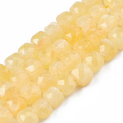 Jaune Verge D'or Perles naturelles de quartz brins, teint, facette, cube, jaune verge d'or clair, 5.5x6x6mm, Trou: 1mm, Environ 61~62 pcs/chapelet, 12.99 pouces~13.19 pouces (33cm~33.5cm)