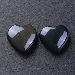 Obsidian Natural Obsidian Heart Love Stone, Pocket Palm Stone for Reiki Balancing, 24~26x23~26x9~12mm