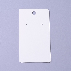 Blanc Cartes d'affichage de boucles d'oreilles en carton, rectangle avec motif renne / cerf de Noël, blanc, 9x5x0.04 cm, Trou: 1.5mm