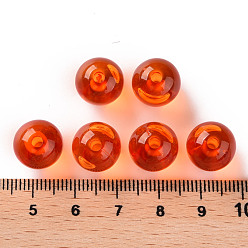 Dark Orange Transparent Acrylic Beads, Round, Dark Orange, 12x11mm, Hole: 2.5mm, about 566pcs/500g