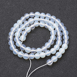 White Opalite Loose Beads, Opal Round Beads Strands, White, 6mm, Hole: 0.8mm, about 65pcs/strand, 14.5~15 inch