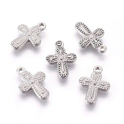 Antique Silver 304 Stainless Steel Pendants, Cross, Antique Silver, 19x13x2.5mm, Hole: 1.6mm