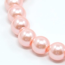 Pink Stretchy Glass Pearl Bracelets, with Elastic Cord, Pink, 6x55mm