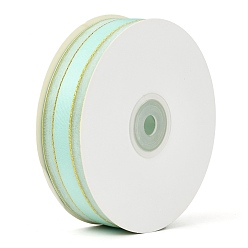 Pale Turquoise Solid Color Organza Ribbons, Golden Wired Edge Ribbon, for Party Decoration, Gift Packing, Pale Turquoise, 1"(25mm), about 50yard/roll(45.72m/roll)