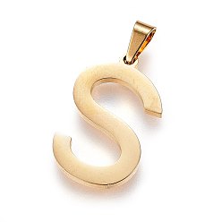 Letter S 304 Stainless Steel Pendants and Stud Earrings Jewelry Sets, Alphabet, Letter.S, 20~23x13~19x1.5mm, Hole: 6x3mm, 6~10x6~9x1mm, Pin: 0.8mm
