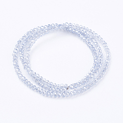 WhiteSmoke Electroplate Glass Beads Strands, Full Rainbow Plated, Faceted, Rondelle, WhiteSmoke, 3x2mm, Hole: 1mm, about 160~165pcs/strand, 15.35 inch~15.75 inch(39~40cm)