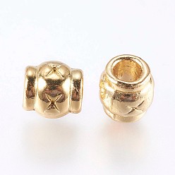 Real 18K Gold Plated Alloy Beads, Real 18K Gold Plated, Column, Golden, 6x6mm, Hole: 3mm