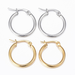 Mixed Color 304 Stainless Steel Hoop Earrings, Hypoallergenic Earrings, Ring Shape, Mixed Color, 12 Gauge, 20x19x2mm, Pin:1x0.8mm