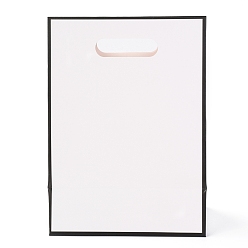 White Rectangle Paper Bags, Flip Over Paper Bag, with Handle and Plastic Window, White, 30x21.5x13cm