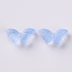 Светло-Голубой Прозрачные брызги, окрашенные распылением, бабочка, Небесно-голубой, 8x15x4.5 мм, отверстие : 1 мм