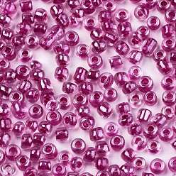 Средний Фиолетово-красный 12/0 стакан бисер, прозрачный внутри цвета блеск, круглое отверстие, круглые, средне фиолетовый красный, 12/0, 2~2.5x1.5~2 мм, отверстия: 0.8 мм, около 30000 шт / мешок