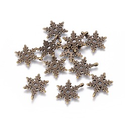 Antique Bronze Christmas Snowflake Tibetan Style Alloy Pendants, Lead Free and Cadmium Free, Antique Bronze, 23x17.5mm, Hole: 1.5mm