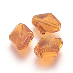 Orange Imitation Austrian Crystal Beads, Grade AAA, Faceted, Rhombus, Orange, 14~14.5x12x5~7mm, Hole: 0.9~1mm
