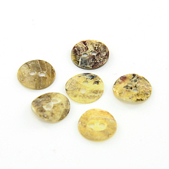 Mixed Color Mother of Pearl Buttons, Akoya Shell Button, Flat Round, Mixed Color, 10x1mm, Hole: 1.5mm