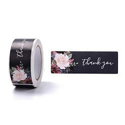 Black Self-Adhesive Paper Gift Tag Youstickers, Rectangle Thank You Stickers Labels, for Small Business, Black, 2.9x6x0.01cm, 120pcs/roll