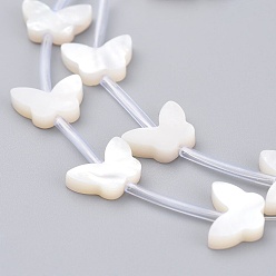 White Shell Natural White Shell Mother of Pearl Shell Beads, Butterfly, 7x10x2mm, Hole: 0.5mm