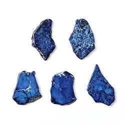 Синий Натуральный регалит / имперская яшма / морские отложения яшмовые подвески, самородки, окрашенные, синие, 34~52x20~33x5~5.5 мм, отверстие : 1.2 мм