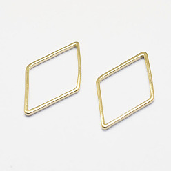 Real 18K Gold Plated Long-Lasting Plated Brass Linking Rings, Real 18K Gold Plated, Nickel Free, Rhombus, 23x13.5x1mm, Inner Diameter: 12x20mm