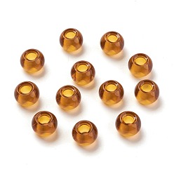 Sandy Brown Glass European Beads, Large Hole Beads, Rondelle, Sandy Brown, 15x10mm, Hole: 5~6.4mm